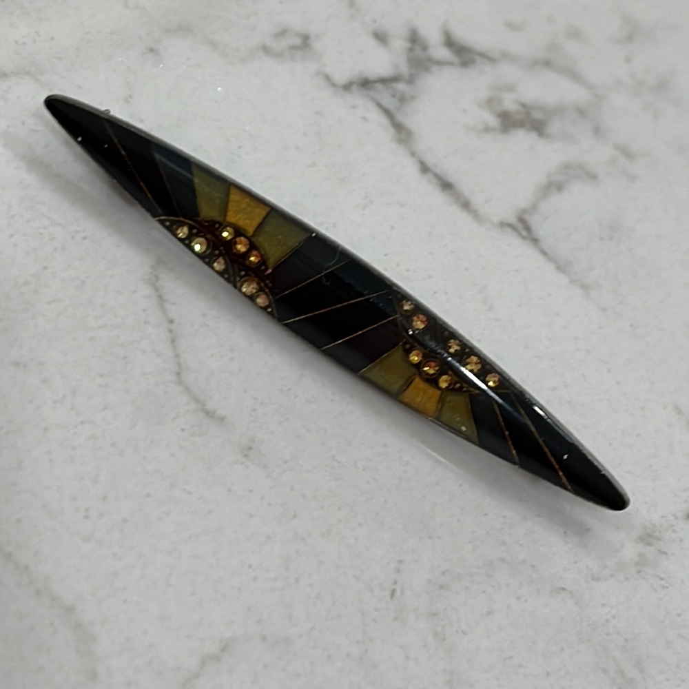 Sparkly decoupage deco style slender pin - artist made. Barely used.